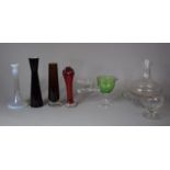 A Collection of Coloured and Plain Glassware to include Hand Blown Green Glass Crocodile Inspired