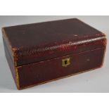 An Edwardian Leather Covered Jewellery Box with Fitted Inner Tray, 23cm Wide