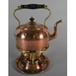 A Copper and Brass Spirit Kettle in the Arts and Crafts Style by Loveridge, Complete with Burner,