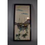 A Framed Far Eastern Painting on Silk with Seal Mark to Bottom Corner, 55cm high