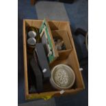 A Box of Sundries Containing Shells, Ceramics, Picture Frames etc