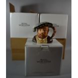 A Collection of Five Boxed Royal Worcester Character Jugs, Henry the VIII