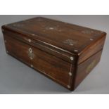 A Late 19th Century Mother of Pearl Inlaid Rosewood Writing Slope with Inset Brass Side Handles