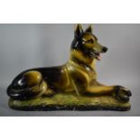 A Large Mid 20th Century Plaster Study of a Seated German Shepherd, Some Chips and Nibbles, 54cm