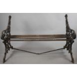 A Coalbrookdale Style Cast Iron Garden Bench with Branch and Flower Decoration in Need of Some