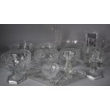 A Collection of Cut and Moulded Glassware to include Royal Doulton Photo Frame, Bowls by Tudor,