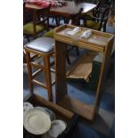 A Vintage Stool and a Galleried Four Shelf Open Bookcase