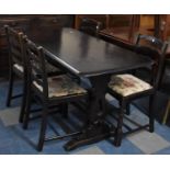 A Mid 20th Century Oak Dining Room Suite Comprising Rectangular Refectory Style Table, Four Ladder