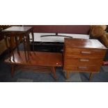 A 1970's Style Coffee Table, Three Drawer Chest and Nest of Two Tables