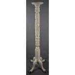 A White Painted Carved Torchere Stand on Four Scrolled Legs, 154cm high