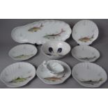 A Limoges Fish Set to Comprise Fish Plate, Six Shell Shaped Plates, Jug, together with a Jersey