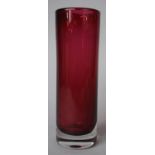 A Whitefriars Ruby Glass Cylindrical Vase, 19.5cm High