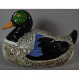 A Portuguese Novelty Soup Tureen in the form of a Duck, 27cm Long