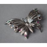 A Silver Brooch in the Form of a Jewelled Butterfly, Stamped 925, 4.5cm Wide