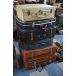 A Collection of Six Various Vintage Suitcases