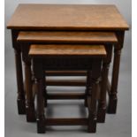 An Oak Nest of Three Tables, the Largest 57.5cm Wide