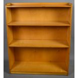 A Mid 20th Century Plywood Four Shelf Galleried Waterfall Bookcase, 76cm Wide