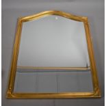 A Modern Gilt Framed Wall Mirror with Bevelled Glass and Arched Top, 70cm Wide