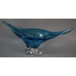 A Canadian Blue Glass Bowl Signed to Base Chalet Glass Co., 42cm Wide