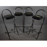 Four Chrome Based "Chevron" Stacking Bar Stools