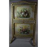 A Vintage Two Tier Screen/Table Decorated with Flowers, 74cm high