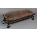 A 19th Century Wrought Iron Based Pierced Copper Table Top Breakfast Plate Warmer with Foliate