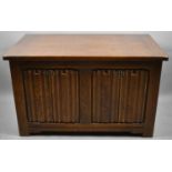 An Oak Lift Top Linen Fold Coffer Chest, 76cm Wide