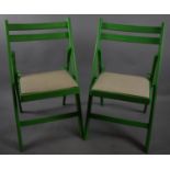 Two Green Painted Folding Chairs