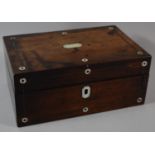 A Late 19th Century Mother of Pearl Inlaid Mahogany Workbox, Missing Inner Tray, 23cm Wide