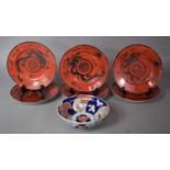 A Set of Six Eiraku Meiji Period Plates Featuring Dragon Chasing Pearl (Rubbed and One Glued)