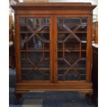 An Edwardian Mahogany Galleried Astragal Glazed Bookcase with Dentil Cornice and Claw and Ball Feet,