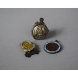 A Small Trench Art Hexagonal Lighter Decorated with Eagle Together with Two Enamelled Medallions