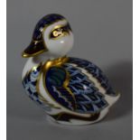 A Royal Crown Derby Paperweight, Duckling, Gold Button