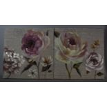 Two Modern Textured Prints, Flowers, Each 50cm Wide