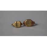 Two Gents Signet Rings, One Stamped 375 with Replacement Shank, The Other Stamped but Unclear, 8.4g