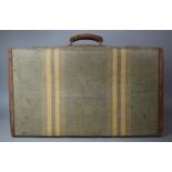 A Vintage Canvas and Leather Suitcase with Keys, 66cm Wide