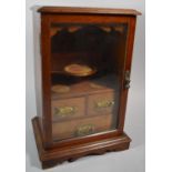 An Edwardian Oak Smokers Cabinet with Glazed Door to Fitted Interior with Three Drawers, 44cm High