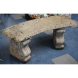 A Reconstituted Stone Crescent Shaped Garden Seat, 104cm wide