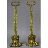 A Pair of 19th Century Style Lead Filled Brass Door Porters Having Claw Feet, 39cm High