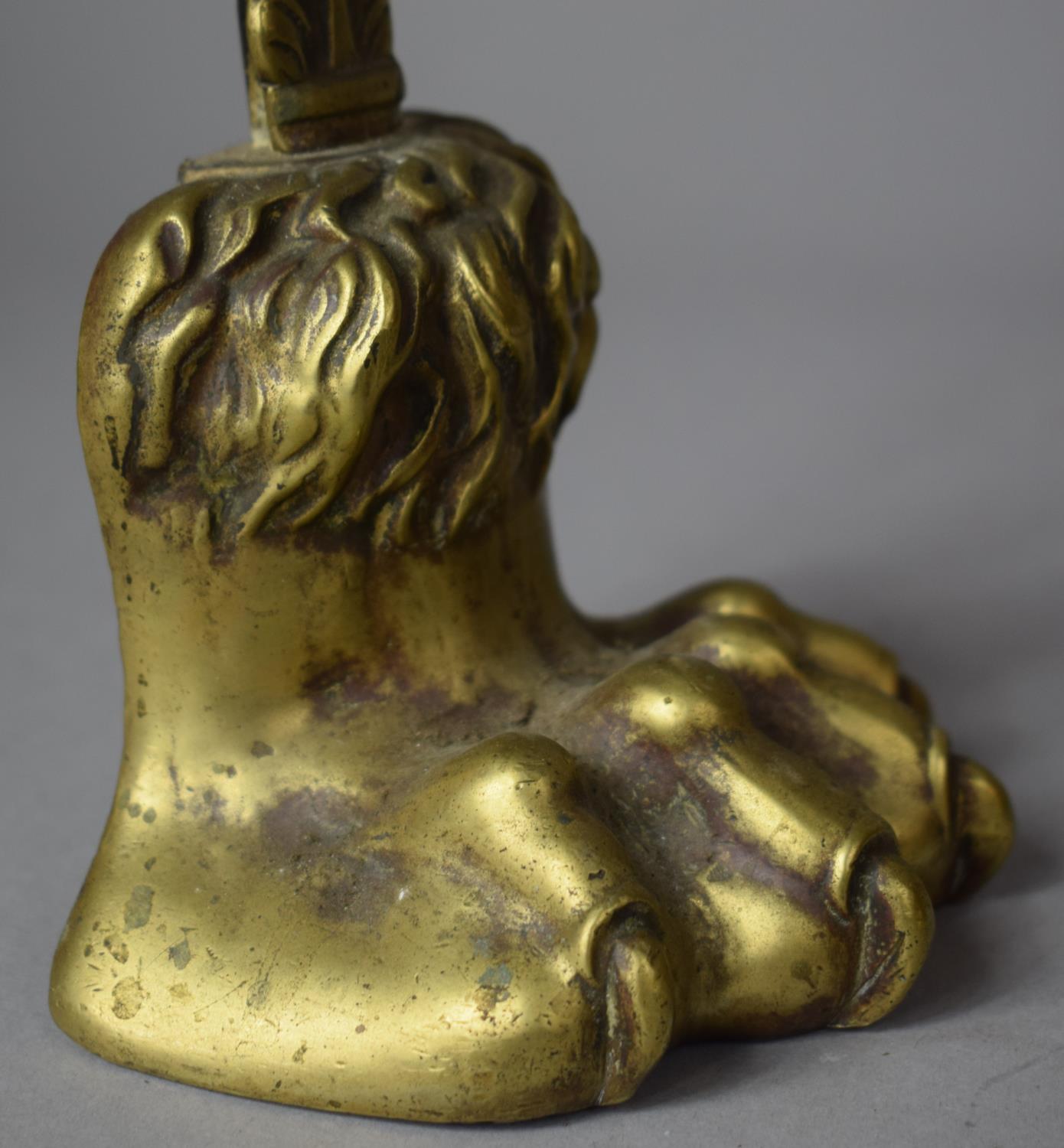 A Pair of 19th Century Style Lead Filled Brass Door Porters Having Claw Feet, 39cm High - Image 5 of 5