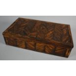 A Folk Art Wooden Rectangular Work Box with Applied Matches in Herringbone Pattern, 26cm Wide