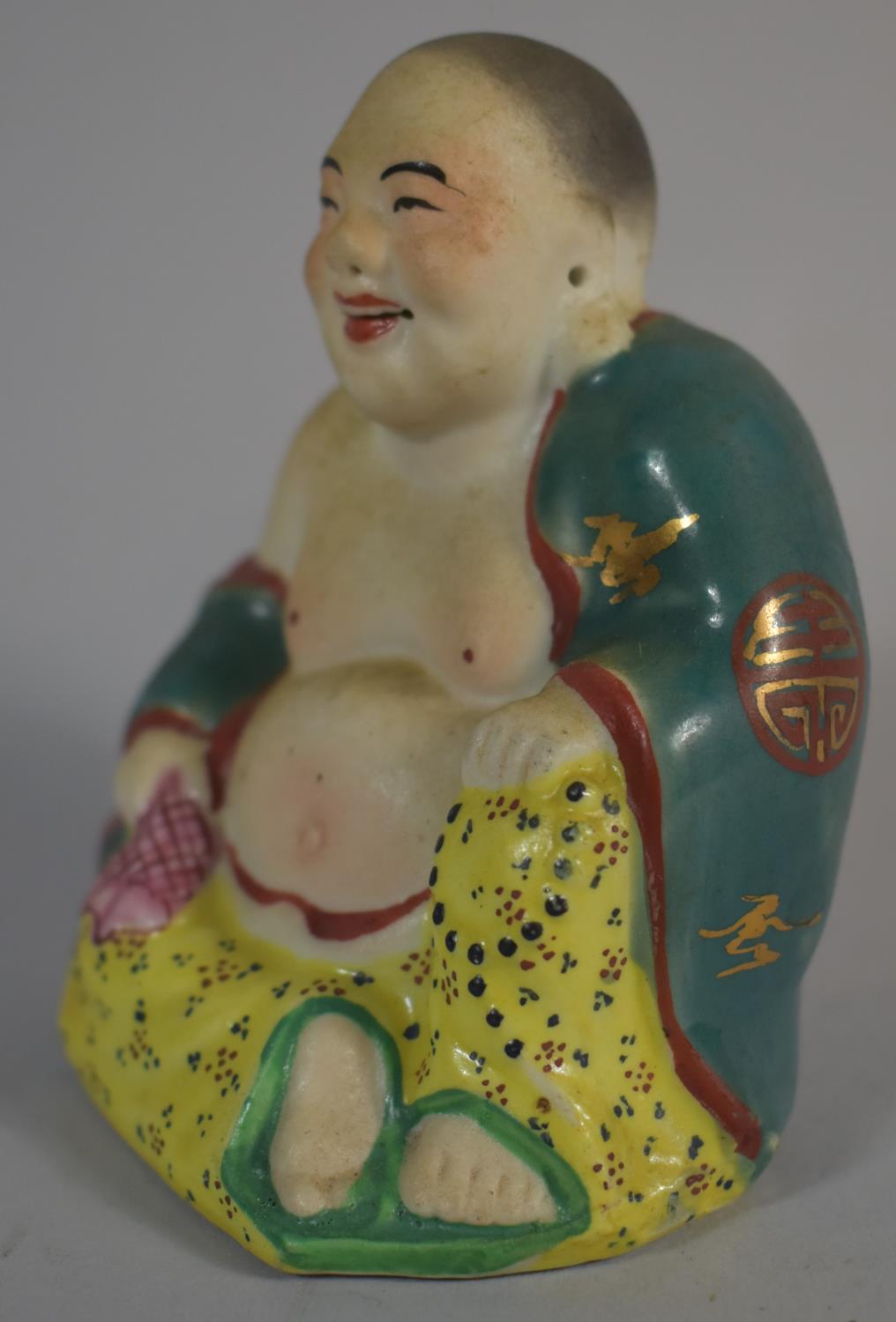 A Glazed Ceramic Study of Smiling Buddha with Impressed Seal Mark to Base, 9cm high - Image 2 of 3