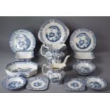 A Collection of 'Yuan' Blue and White Exotic Bird Dinner and Teawares to Include Jug, Hot Water Pot,
