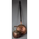 A 19th Century Copper Kettle and a Bed Warming Pan