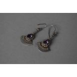 A Pair of Suwati Silver and Amethyst Drop Earrings