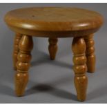 A Modern Circular Topped Five Legged Stool with Bobbin Supports, 33cm Diameter