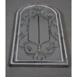 A Modern Wrought Iron Decorated Arch Framed Wall Mirror, 97.5cm high