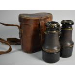 A Pair of Early Leather Cased Binoculars Stamped with War Department Mark