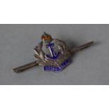 A Royal Navy Sweetheart Brooch with Blue and Red Enamel