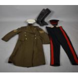 A Collection of Vintage Military Uniform to Include Great Coat